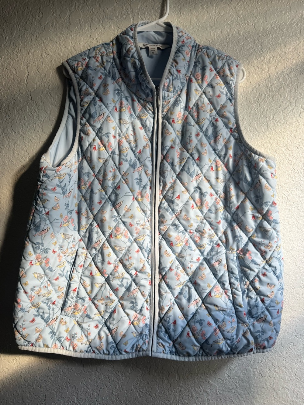Light Blue Quilted Floral Vest
